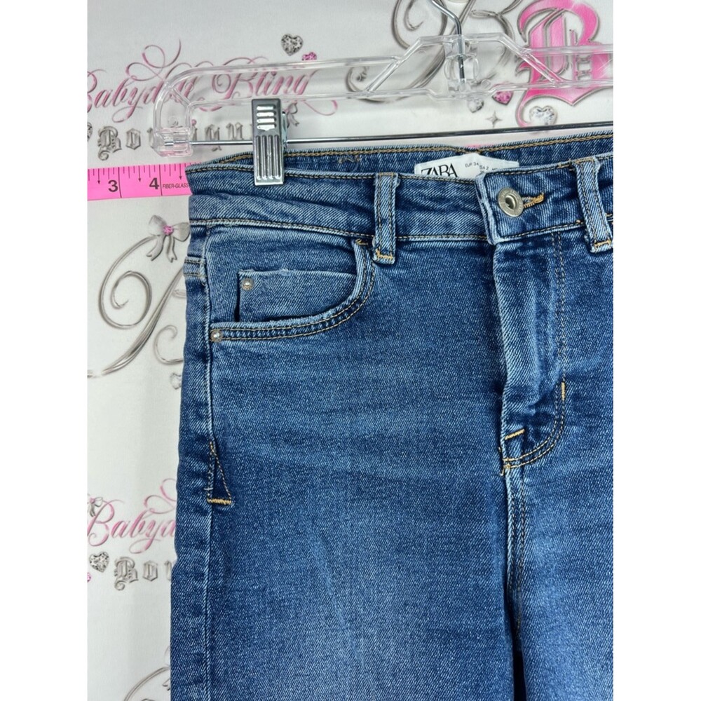 Zara jeans denim distressed him light Blue Straight-Leg Jeans - Picture 6 of 10